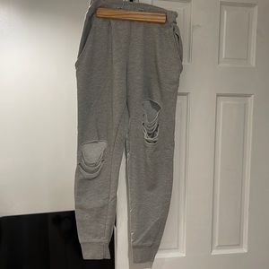 Missguided  size 2 fashionable Ripped gray sweatpants